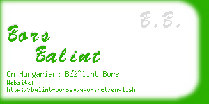 bors balint business card